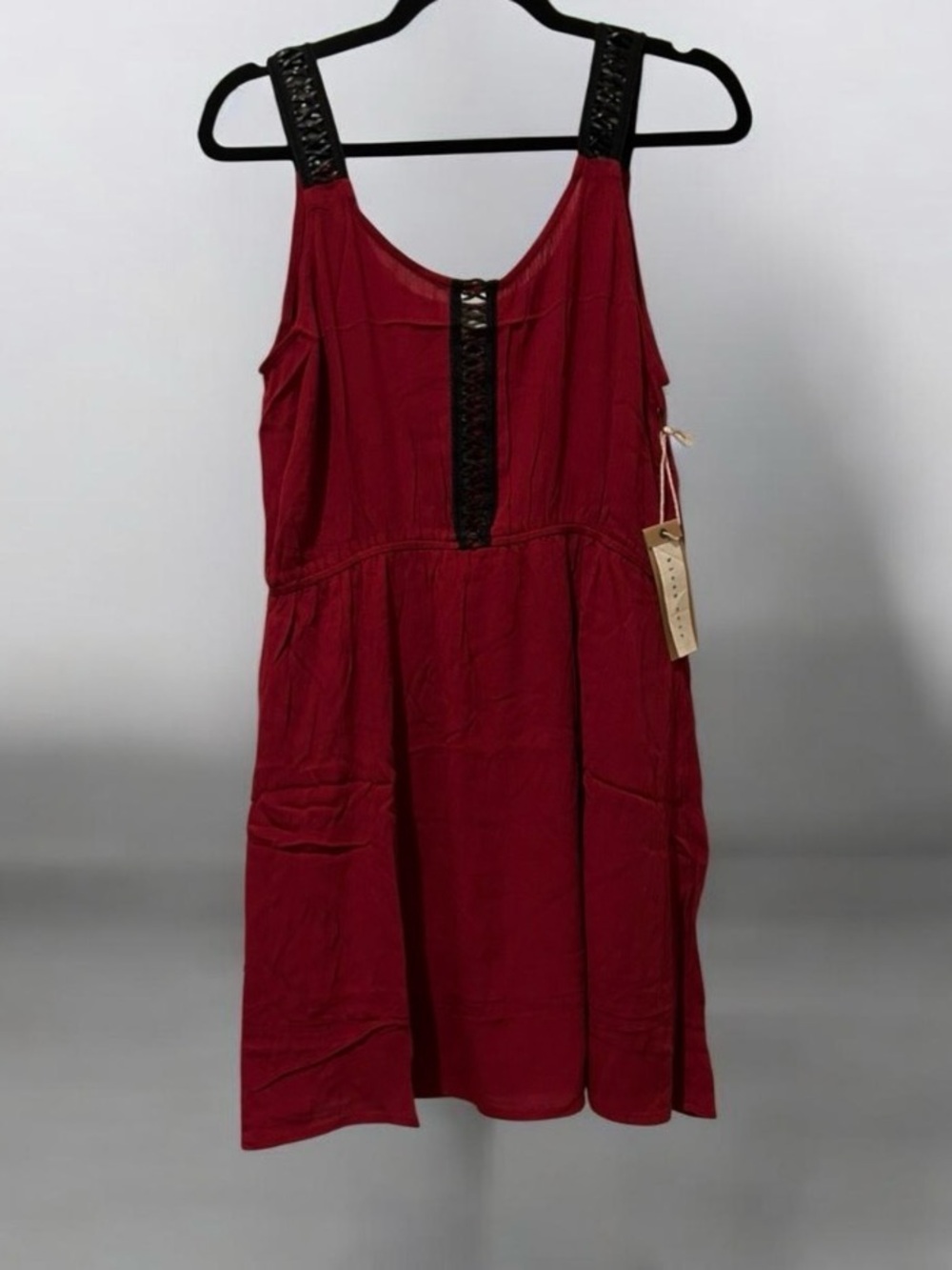 Blush Noir Women’s Red Sleeveless Dress with Black Trim